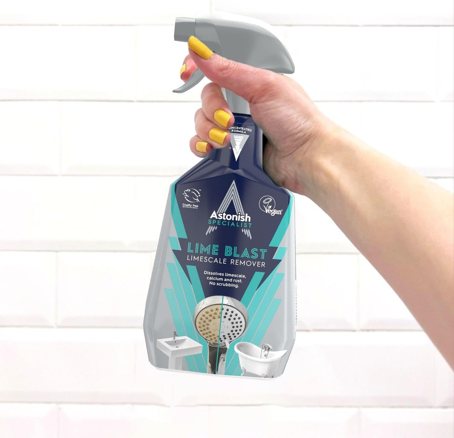 Astonish Specialist Ultimate Limescale Remover Cool Eucalyptus - No Scrub Cleaner Tackles Hard Water, Limescale, Rust & Calcium - Cruelty Free Bathroom & Kitchen Cleaning Solution, 750ml Spray Bottle