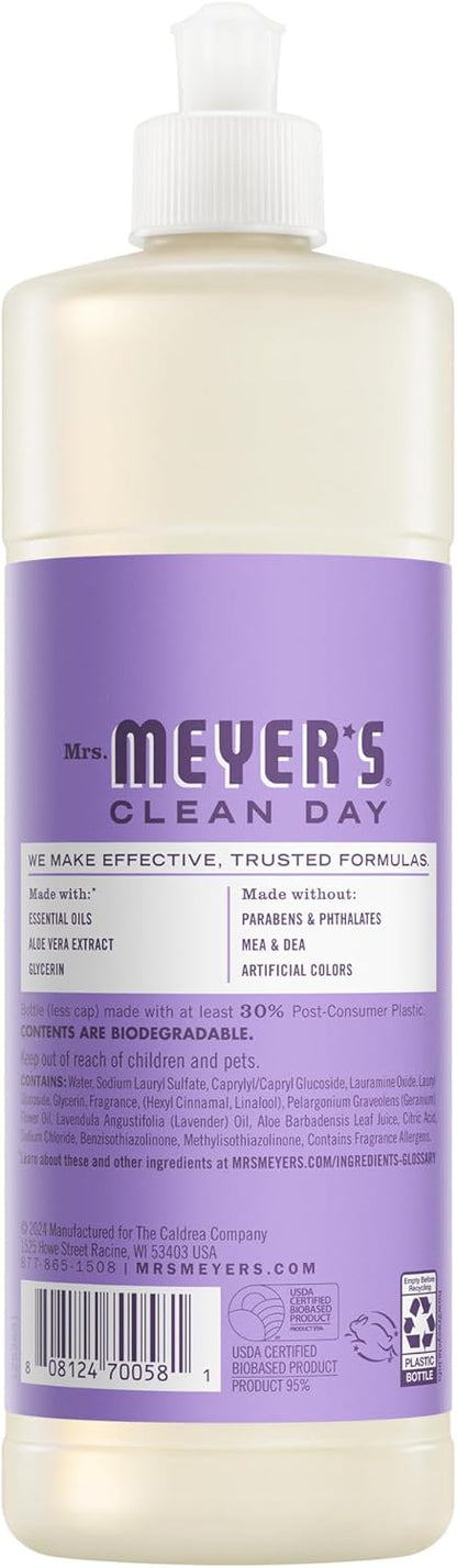 MRS. MEYER'S CLEAN DAY Liquid Dish Soap, Lilac Scent, 16 Ounce Bottle (Pack of 3)