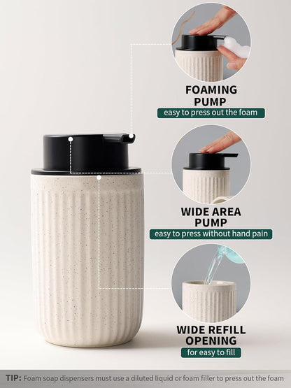 BosilunLife Dish Hand Soap Dispenser - Liquid Pump Soap Dispenser for Bathroom Decro 12oz Ceramic Kitchen Dish Dispenser with Rust-Proof Liquid Pump Modern Refillable Lotion Bottles