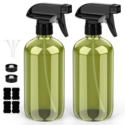 Bontip Glass Spray Bottle, Amber Glass Spray Bottle Set & Accessories Refillable for Plants Window Cleaners Aromatherapy Facial Hydration Watering Flowers Hair Care (2 Pack/16 oz) (Amber)