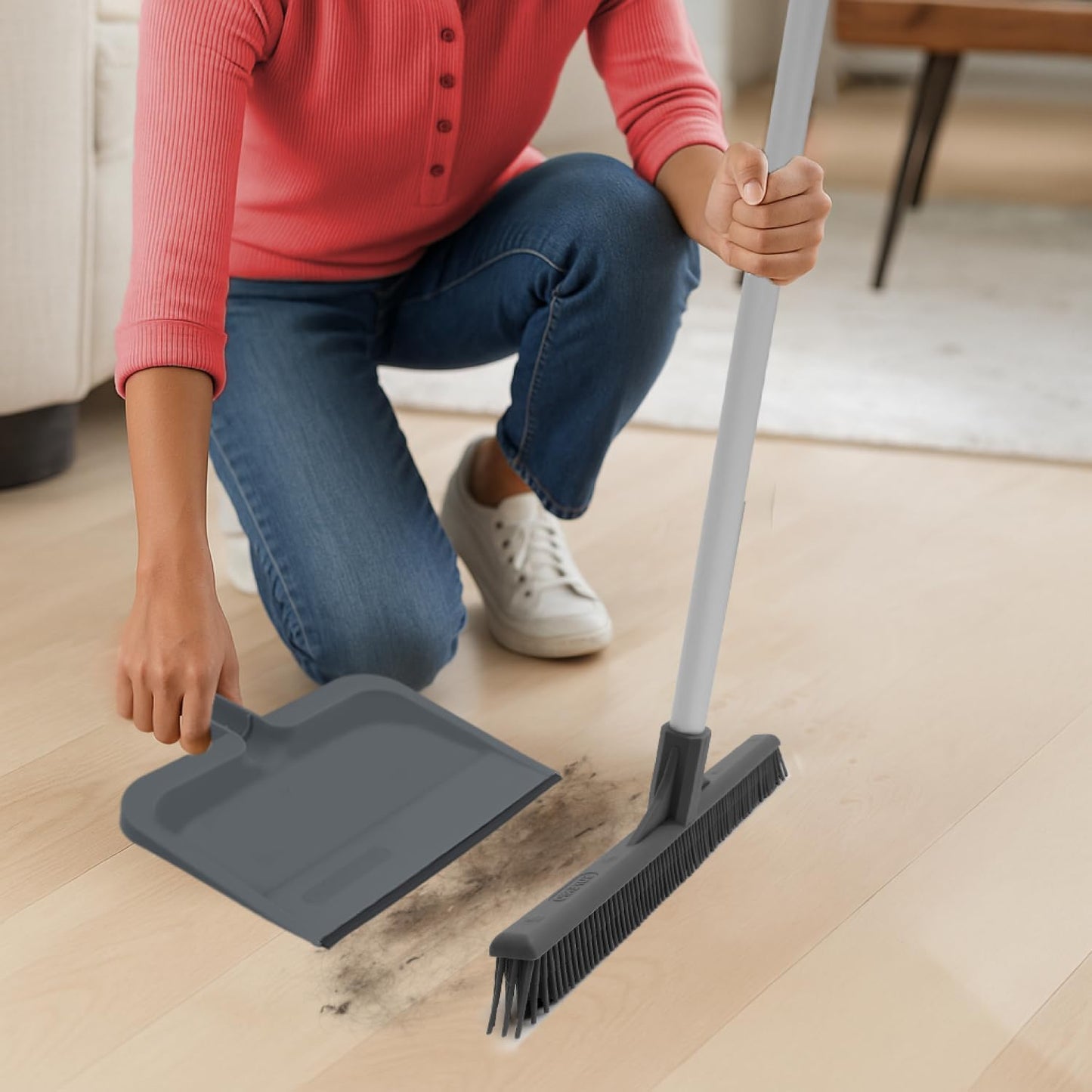 Superio Clip-On Dustpan with Rubber Lip - 10-inch Wide Durable Plastic Dust Pan with Comfort Grip Handle, White, 1-Pack
