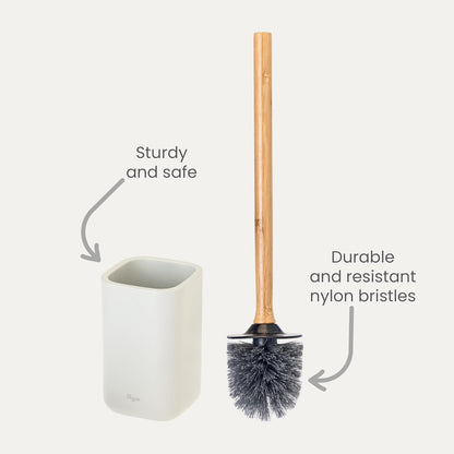 Vigar Zense Toilet Brush and Holder Set, Toilet Bowl Brush with Polyresin Stone Holder, Bathroom Sets for Bathroom Decor and Accessories, Terrazzo