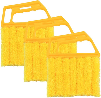 3PCS Blind Cleaner Duster Tool, 7 Fingers Microfiber Handheld Shutter Cleaning Brush for Car Air Conditioner, Detachable Auto Air Vent Dusting Cleaner, Universal for Most Vehicles (Yellow)