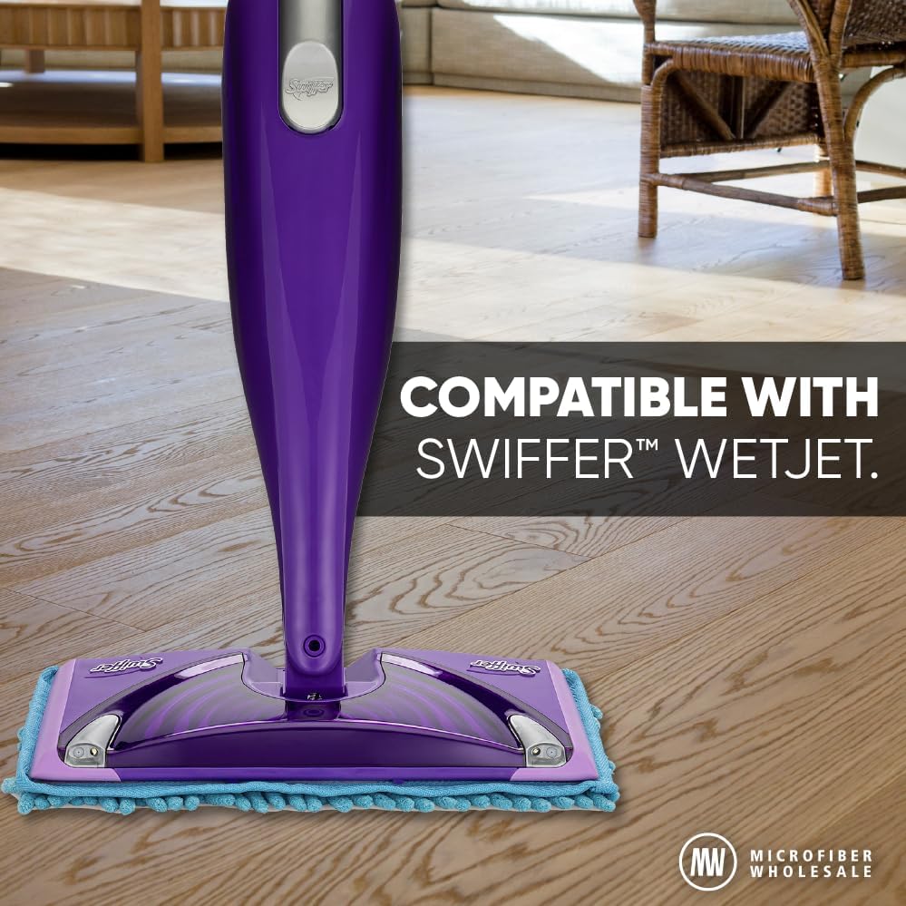 10" Mucho Microfiber Mop System - Mops for Floor Cleaning - Hardwood Floor Mop for Tile, Laminate, Wood, Vinyl Floors | Washable Pads | Dry & Wet Mopping - Microfiber Wholesale