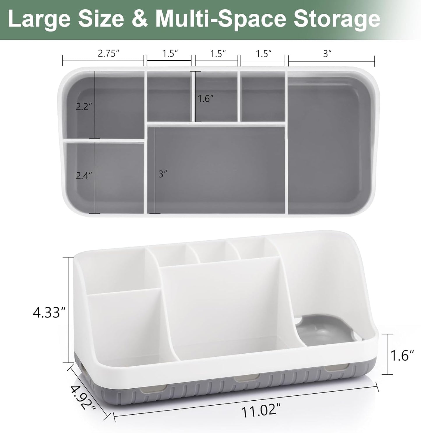 GFWARE Wood Toothbrush Holders for Bathrooms Countertop Organizer - Detachable 7 Slots Kid Bathroom Decor and Accessories, Wooden Bathroom Sink Storage Organization, Caddy, Tray, Brown
