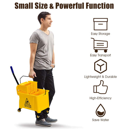 Goplus Commercial Mop Bucket with Wringer, Household Portable Mop Bucket, Ideal for Household and Public Places Floor, 21 Quart Capacity, Yellow (21 Quart)