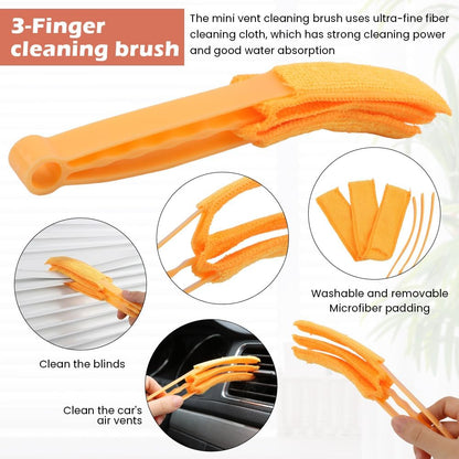 5Pcs Window Blind Cleaning Set, Washable 7 Fingers Duster Brush Dusting Cleaner Tool, Blinds Air Conditioner Keyboard Fan Duster Dirt Housekeeping Tool(Yellow,Size:6.3inch)