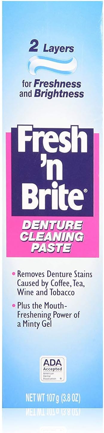 Fresh 'n Brite Denture Cleaning Paste Denture Brush 3.8oz