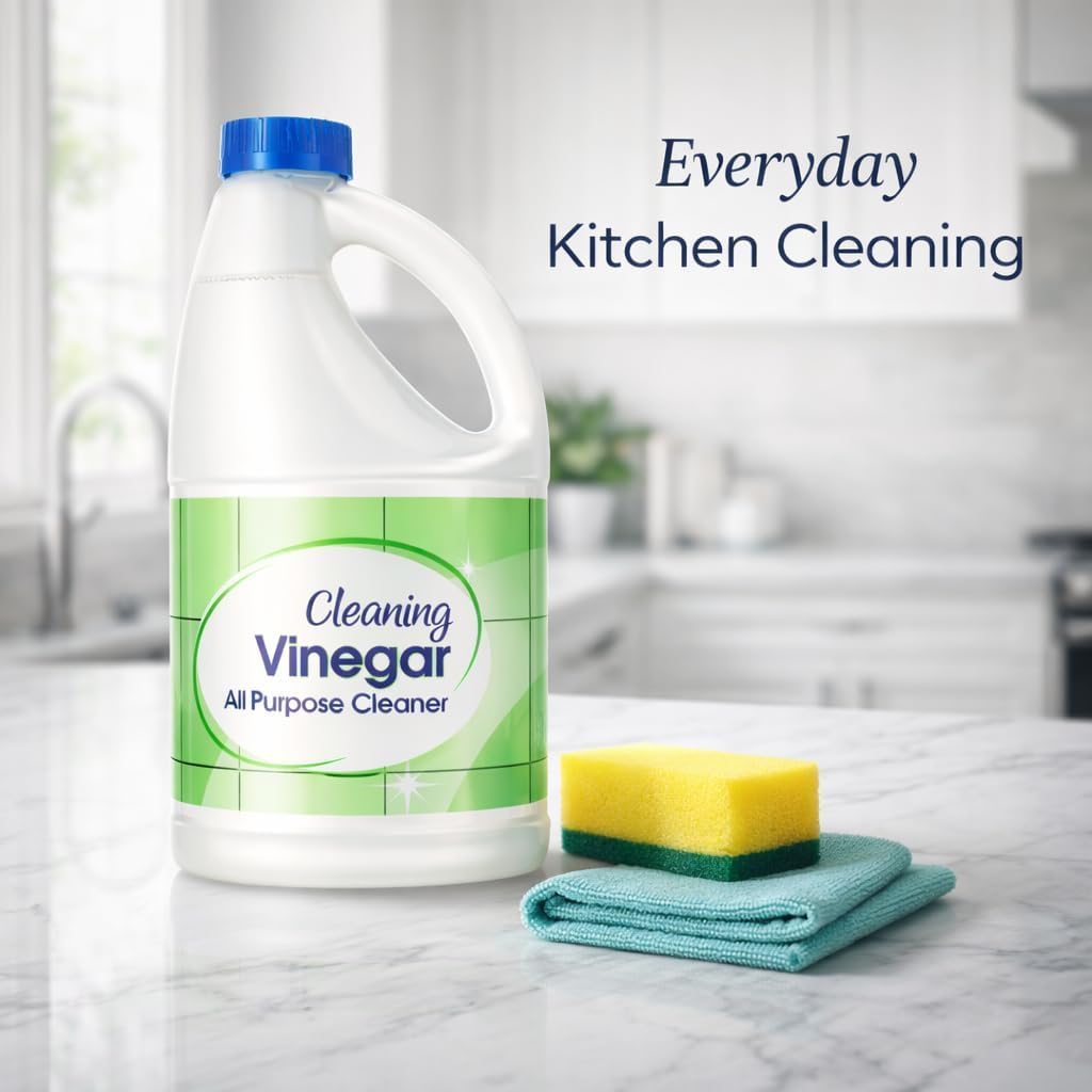 All Purpose Distilled White Vinegar Cleaning Solution, 64 fl oz Large Size, Multi-Use Household Cleaner for Kitchen, Bathroom, Glass & Surface Care