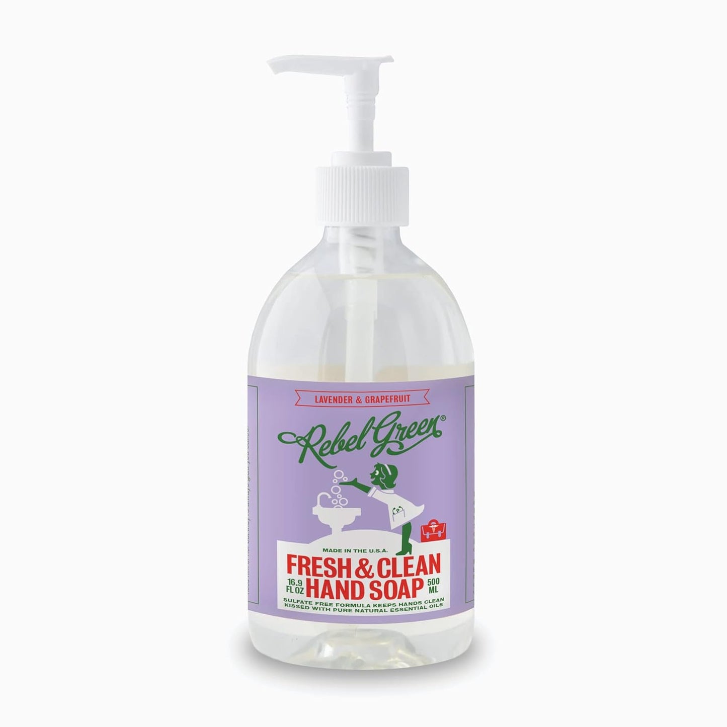 Rebel Green Fresh & Clean Hand Soap Refill - Natural Liquid Hand Soap Refill for Bathroom & Kitchen - Lavender & Grapefruit Scent, 32 Fl Oz