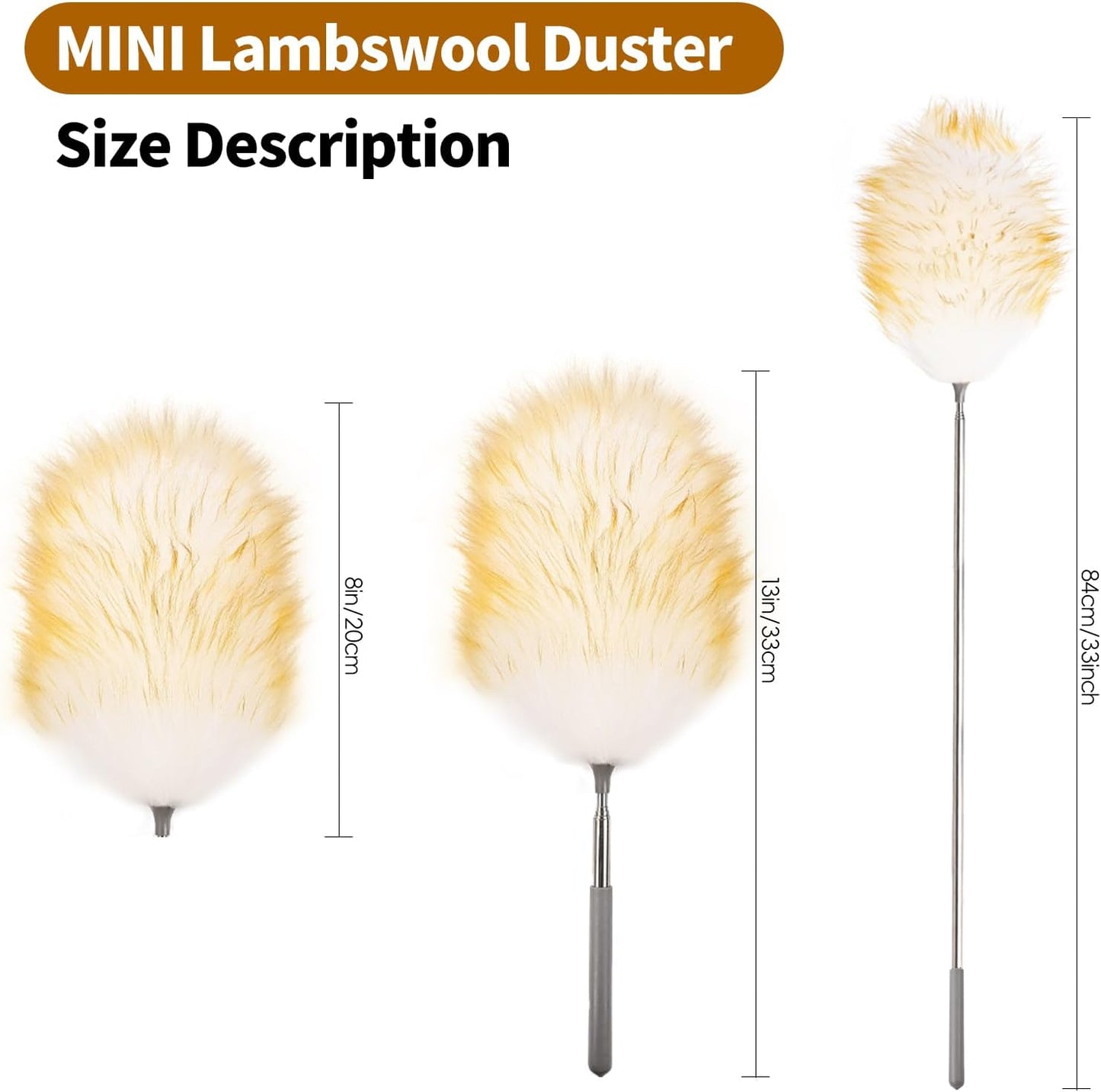 Extendable Cleaning Duster,66.9Inch Telescoping Feather Dusters with Stainless Steel Extension Pole for Cleaning High Ceiling Fan, High Ceilings,Furniture