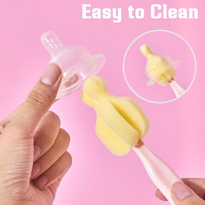 INVODA 4PCS Bottle Brush Long Handle Cup Cleaner Brush Sponge Bottle Scrubber Detachable Handle Portable Sponge Cleaning Brush for Baby Bottle Dishwashing Kitchen Clean Glasses Mugs (4 PCS)