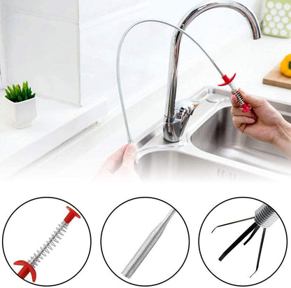 Snake Drain Hair Clog Remover Tool,34 Inch Stainless Steel Claw and 3 Pack 19. 7 Inch Plastic Sink Unclogger Tool, Sink Drain Cleaner for Kitchen, Tub Toilet (3+1)