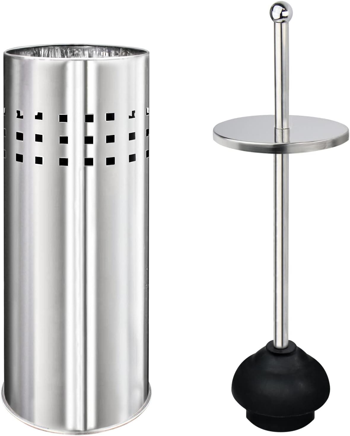 Blue Donuts Toilet Plunger with Holder for Bathroom, Multi Drain Suitable Also for Bathtubs, Quick Dry, Black