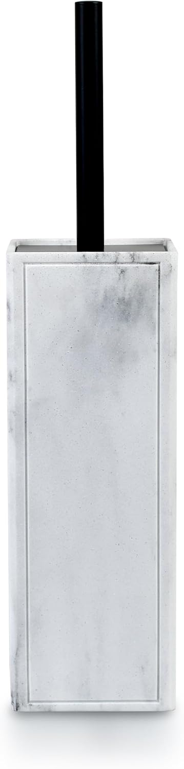 White Floral Branches Design Resin Toilet Bowl Brush and Holder Set, Elegant Bathroom Cleaning Tool with Durable Bristles, Compact and Functional