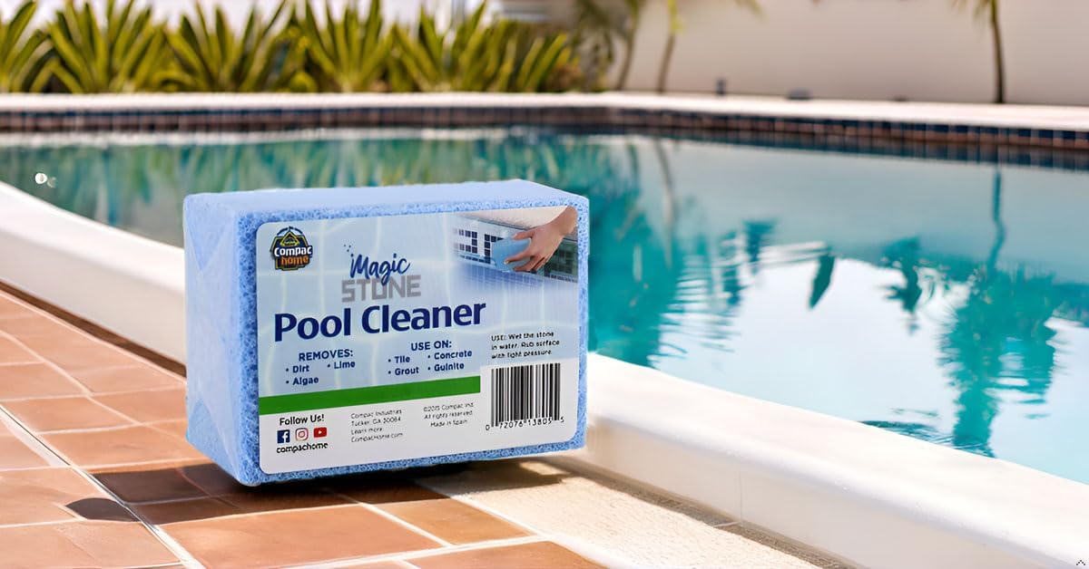 COMPAC Home Magic Stone Pool Cleaner to Easily Remove Dirt, Algae, Lime, and More - Recycled Glass Stone