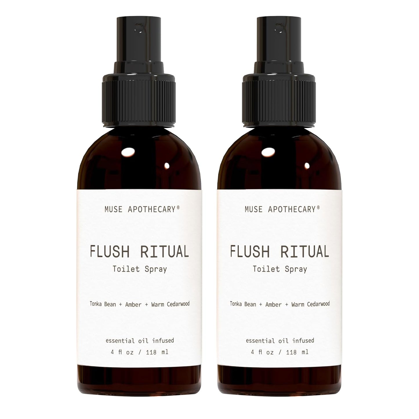 Muse Apothecary Flush Ritual - Aromatic & Refreshing Toilet Spray, Use Before You Go, 4 oz, Infused with Natural Essential Oils - Coconut + Sandalwood