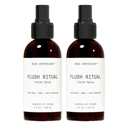 Muse Apothecary Flush Ritual - Aromatic & Refreshing Toilet Spray, Use Before You Go, 4 oz, Infused with Natural Essential Oils - Coconut + Sandalwood