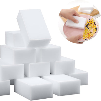 10 Pack Magic Sponge Eraser 3X Thick and Long Lasting Melamine Cleaning Sponges in Bulk - Multi Surface Scrubber Foam Cleaning Pads - Bathtub, Floor, Baseboard, Bathroom, Wall Cleaner （3.9*2.5*1.1in）
