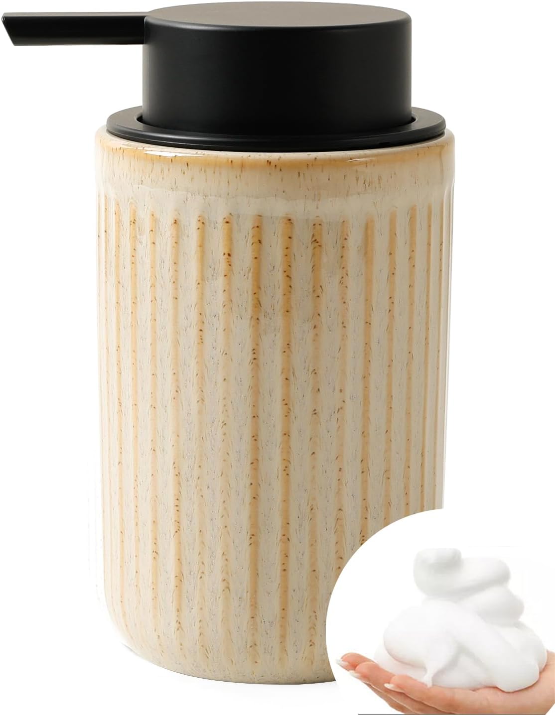 BosilunLife Dish Hand Soap Dispenser - Liquid Pump Soap Dispenser for Bathroom Decro 12oz Ceramic Kitchen Dish Dispenser with Rust-Proof Liquid Pump Modern Refillable Lotion Bottles