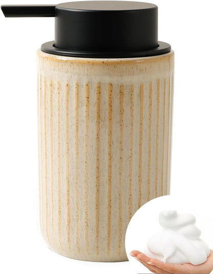 BosilunLife Dish Hand Soap Dispenser - Liquid Pump Soap Dispenser for Bathroom Decro 12oz Ceramic Kitchen Dish Dispenser with Rust-Proof Liquid Pump Modern Refillable Lotion Bottles