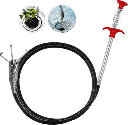 (76 inch) Drain Snake, Drain Clog Remover - Gutter Cleaning Tools Cleaner for Toilet Sewer Shower Kitchen Bathroom Tub Tool, Flexible Grabber Claw Pick Up Reacher