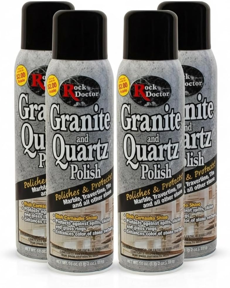 Rock Doctor Granite Polish Spray and Surface,18oz.Can Polish Tile, Marble, Kitchen Countertop, and Natural Stone Surfaces, Streak-Free Shine Pack of 1