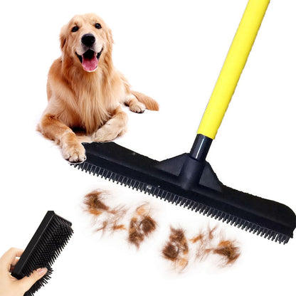 Pet Hair Remover Broom, Multifunctional Magic Broom, Rubber Broom Pet Hair Remover, Heavy Duty Pets Hairs Remove, Pets Hairs Removal Brooms for Carpets/Mats/Couch, Retractable (Black)