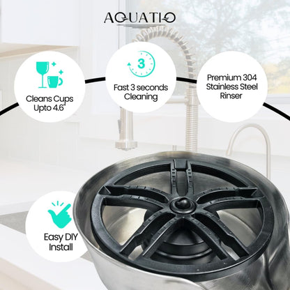 2 in1 Glass Rinser for Kitchen Sink - Stainless Steel Cup Cleaner - Counter Top Bottle Washer - Kitchen Sink Accessories - Attachements - Sink Sprayer (Nickel)