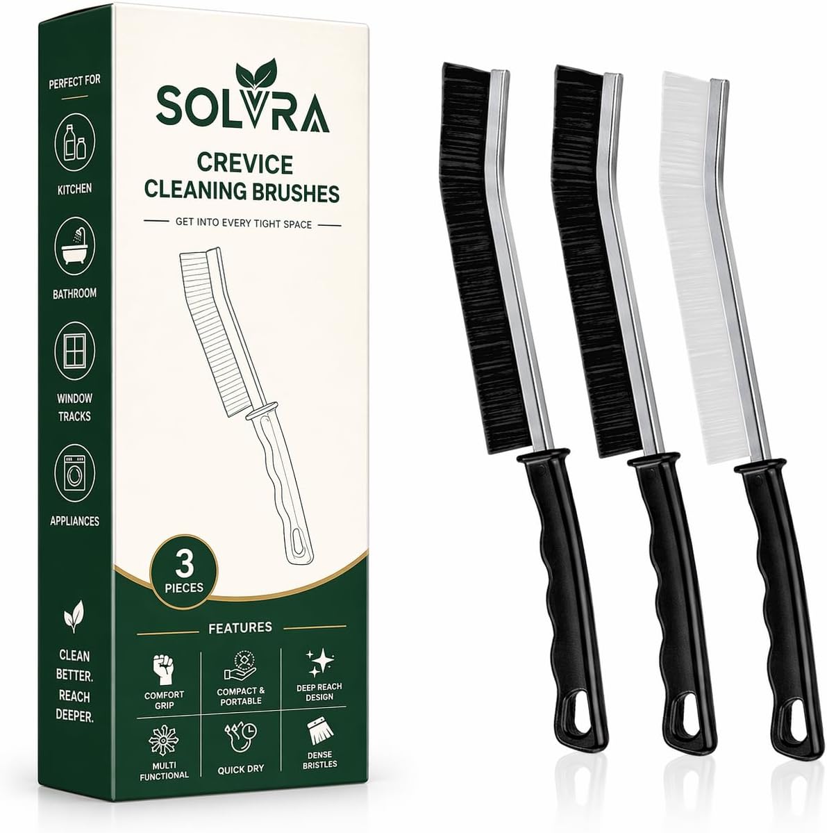 Crevice Cleaning Brush Set – 6Pcs Hard Bristle Cleaning Tools for Grout, Tile Floors, Gaps & Narrow Spaces – Small Grout Scrub Brush for Cleaning Bathroom, Shower, Window Tracks, Kitchen