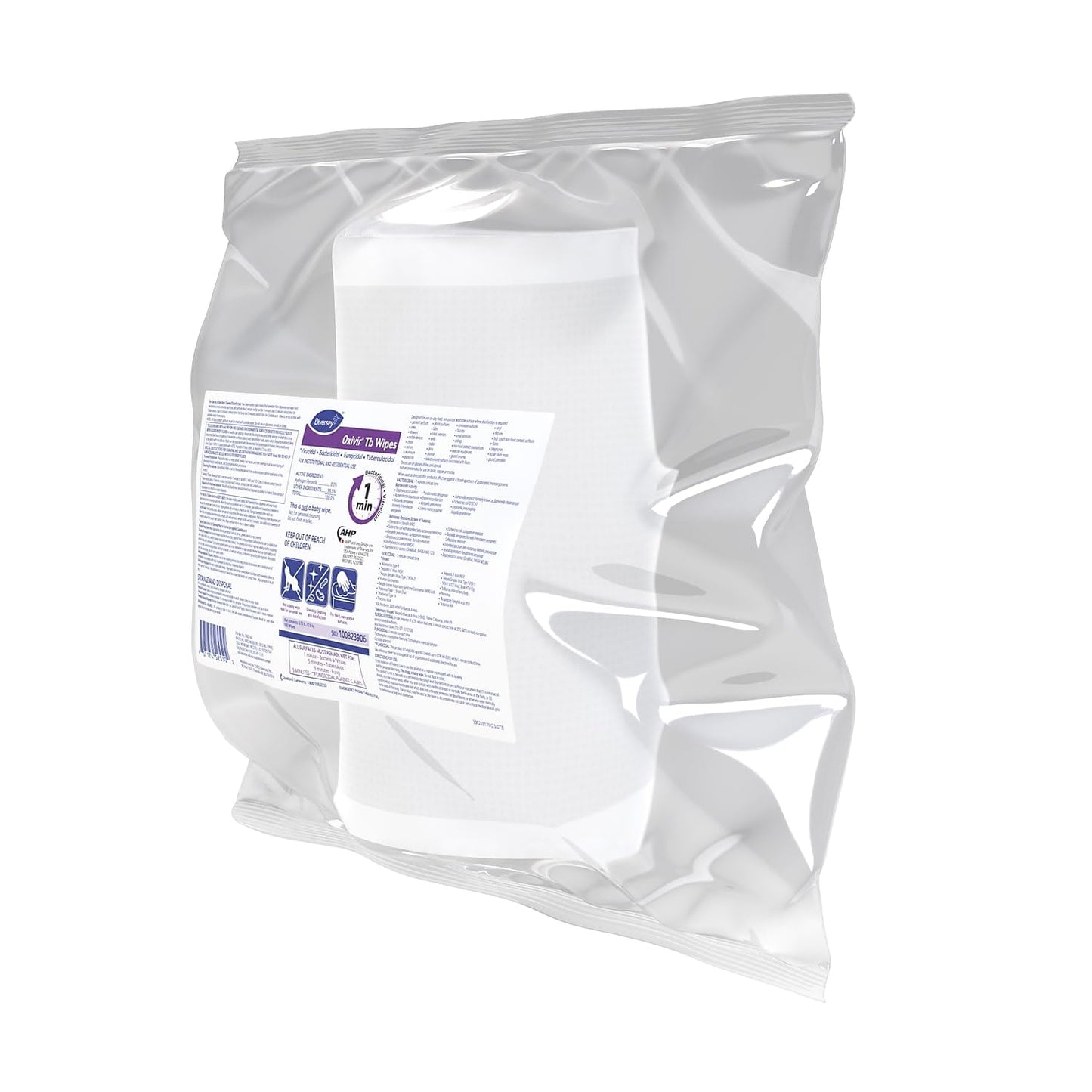 Oxivir Diversey Tb 5388471 Ready-to-Use Disinfectant Cleaning Wipes, Accelerated Hydrogen Peroxide, Large 7x8-Inch Sheets, 60-Wipes, 1-Slim Canister