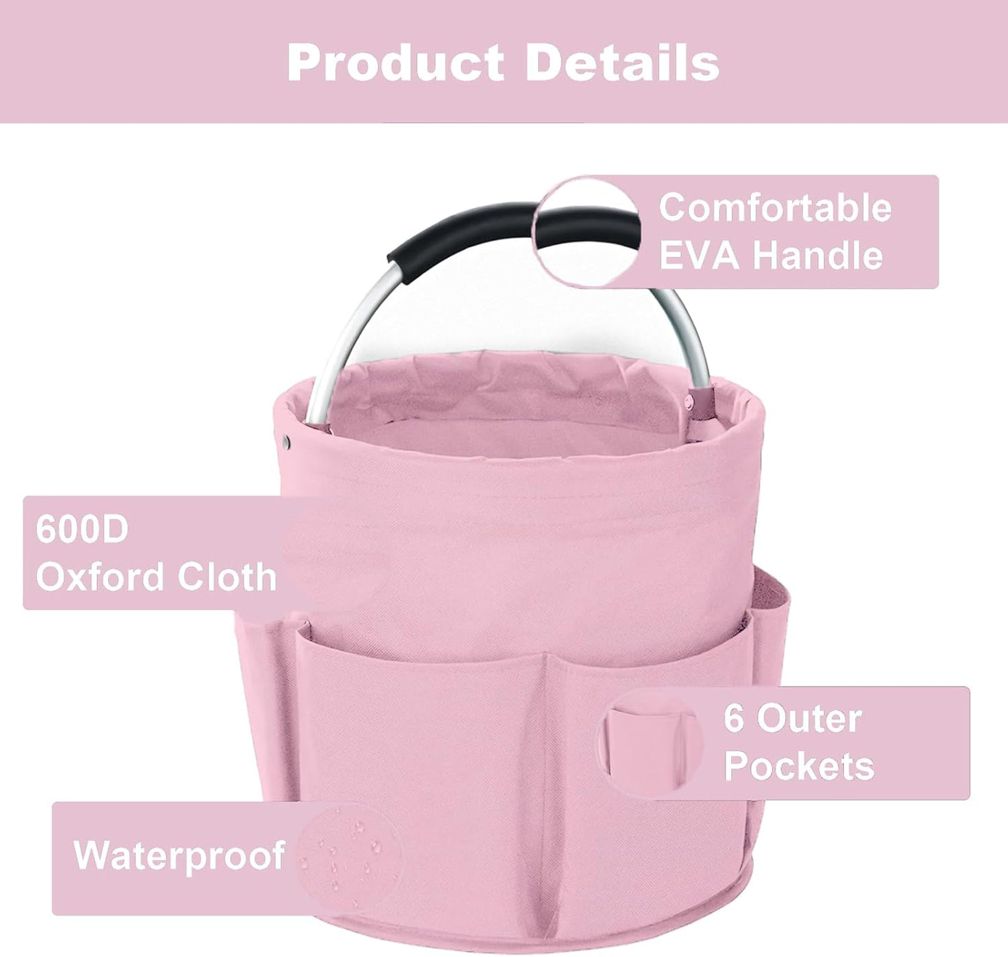 Cleaning Caddy with Handle, Cleaning Products Organiser, 17L Foldable Storage Basket, Cleaning Caddy Organiser, Portable Multi Cleaning Bucket Bag for Home, Garden (Black)