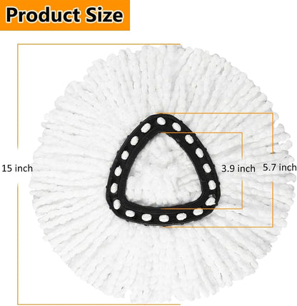 5-Pack Spin Mop Replacement Heads, 100% Microfiber Spin Mop Refills Heads for Easy Wring, 360°Micro Replacement Mop Head for Easy House Cleaning Floor Mopping - (White)