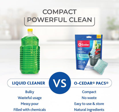O-Cedar PACS Hard Floor Cleaner, Crisp Citrus Scent 10 Count (1-Pack) | Made with Naturally-Derived Ingredients | Safe to Use on All Hard Floors | Perfect for Mop Buckets