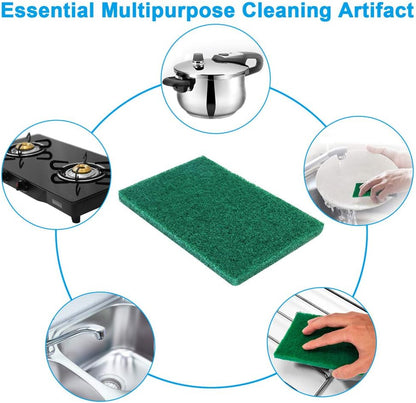 24PCS Scouring Pad - Premium Heavy Duty Scrub Pads, Reusable Household Green Dish Scrubber, Multipurpose Scour pad - for Kitchen Scrubber & Metal Grills, 3.9 x 5.9 x 0.36IN