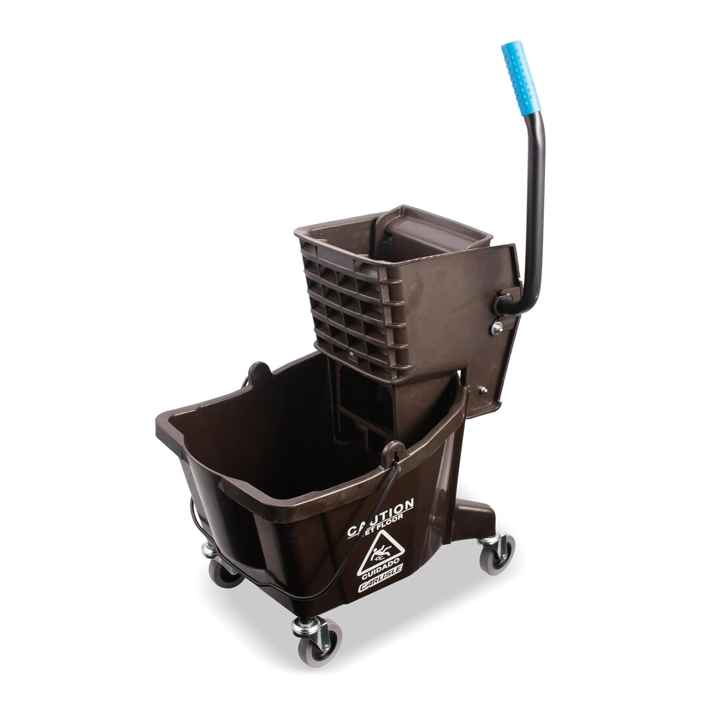 SPARTA Commercial Mop Bucket with Side Press Wringer, Floor Cleaning Essentials for Commercial and Home Use 26 Quart Capacity, 1 Count, Red