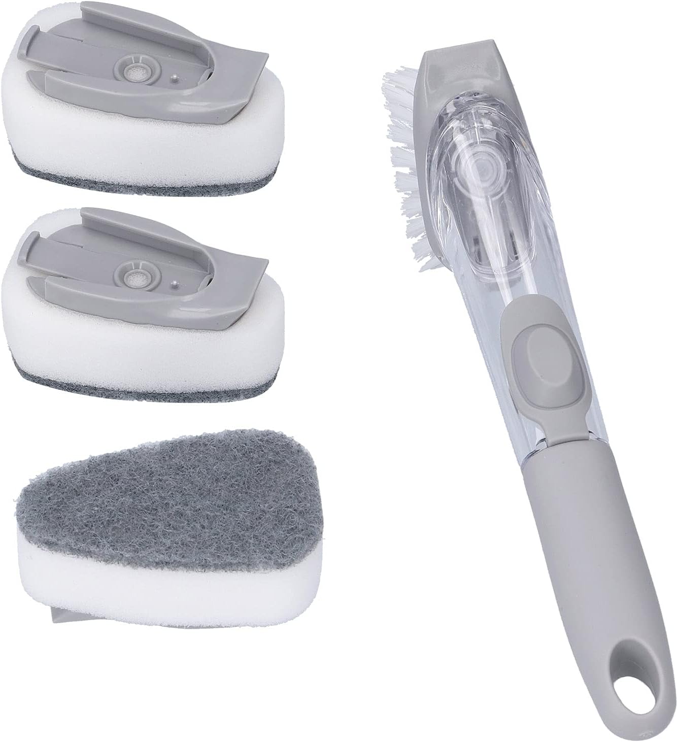 Soap Dispensing Dish Brush, Sink Dish Scrubber with Handle Hanging Replacement