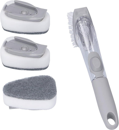Soap Dispensing Dish Brush, Sink Dish Scrubber with Handle Hanging Replacement