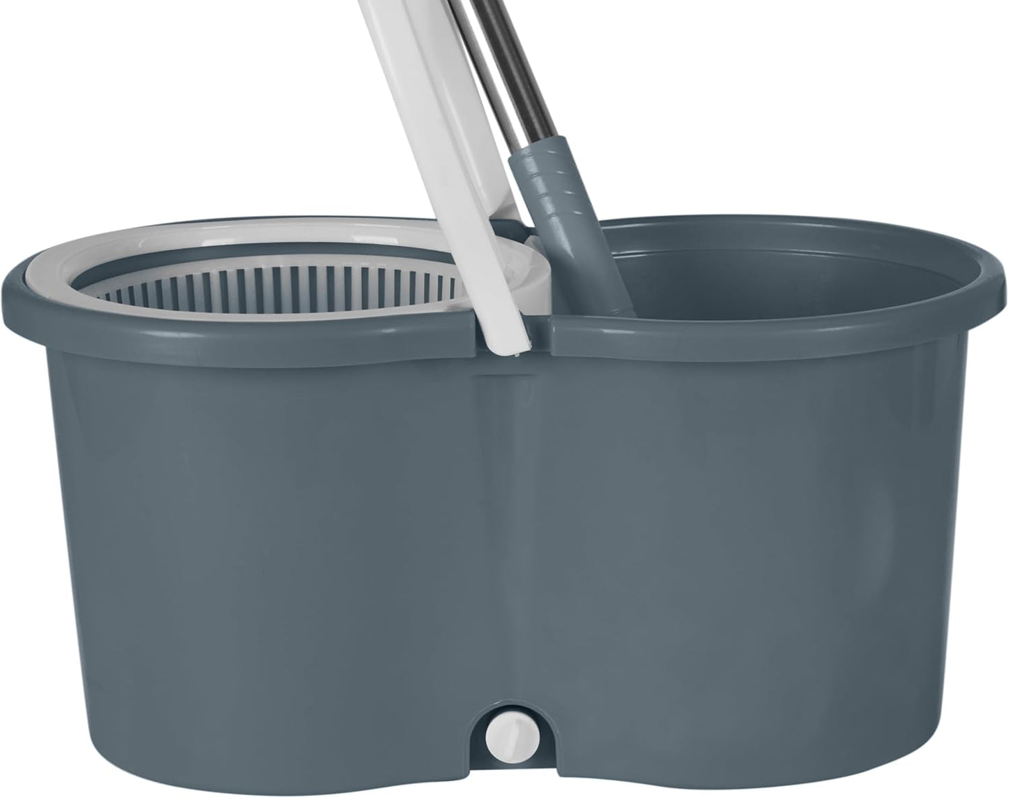 Simplify Self Wringing Spinner Mop | 1 Bucket with Spinning Mechanism | 2 Microfiber Heads | 360 Head mop| Household Cleaning | Extendable Mop Head | Grey