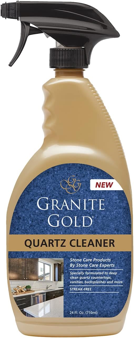 Granite Gold Quartz Cleaner Spray for Caesarstone, Cambria, Silestone and All Other Quartz Countertop Surfaces, 64 Fluid Ounces and 2 x 24 Fluid Ounces