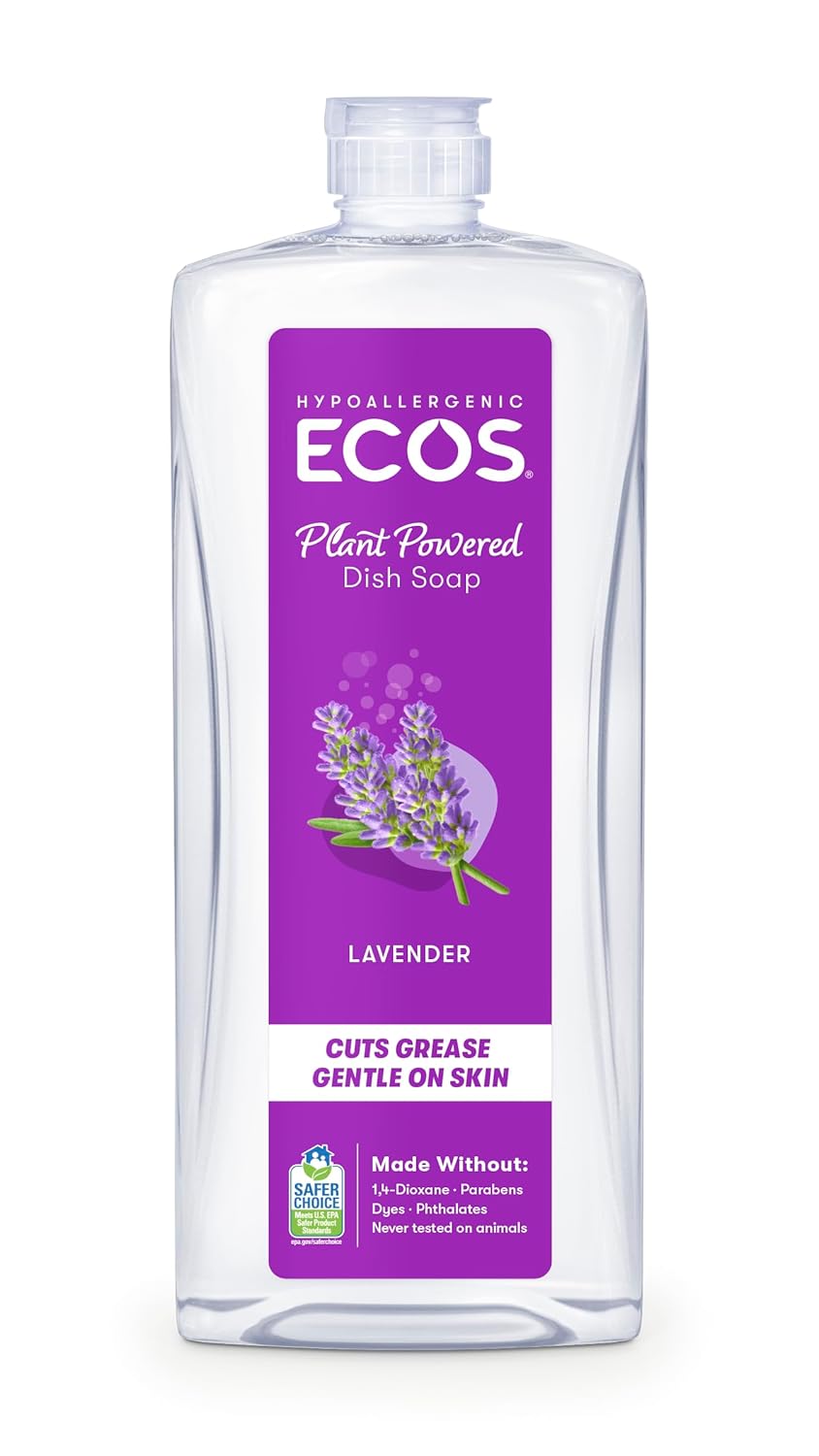 Earth Friendly Products ECOS Dishmate, Dishwashing Liquid, Natural Lavender, 25 oz