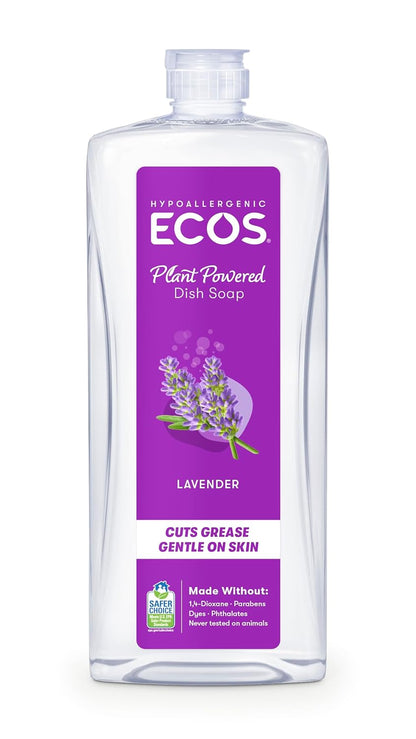 Earth Friendly Products ECOS Dishmate, Dishwashing Liquid, Natural Lavender, 25 oz