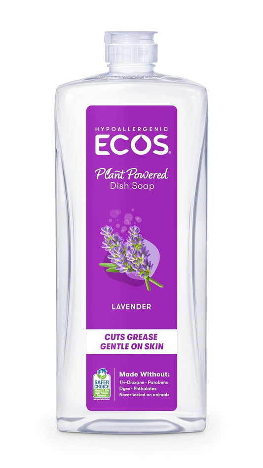 Earth Friendly Products ECOS Dishmate, Dishwashing Liquid, Natural Lavender, 25 oz