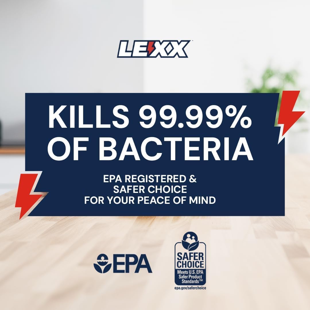 LEXX® RTU Broad Spectrum Disinfectant & Cleaner - EPA Registered, Kills 99.99% of Bacteria - Hospitals, Schools, Offices, Homes - Citric Acid, Safer Choice, Non-Toxic, No Bleach - 32 fl. oz. Spray