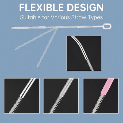 NiHome 12-Pack Extra Long Heavy Duty Straw Cleaning Brushes for Stanley Tumbler 40/30/20 oz, 12" Reusable 2 Different Diameters Brush Set Thin to Smoothie Straws Brushes, Wide Straw Cleaning Brush