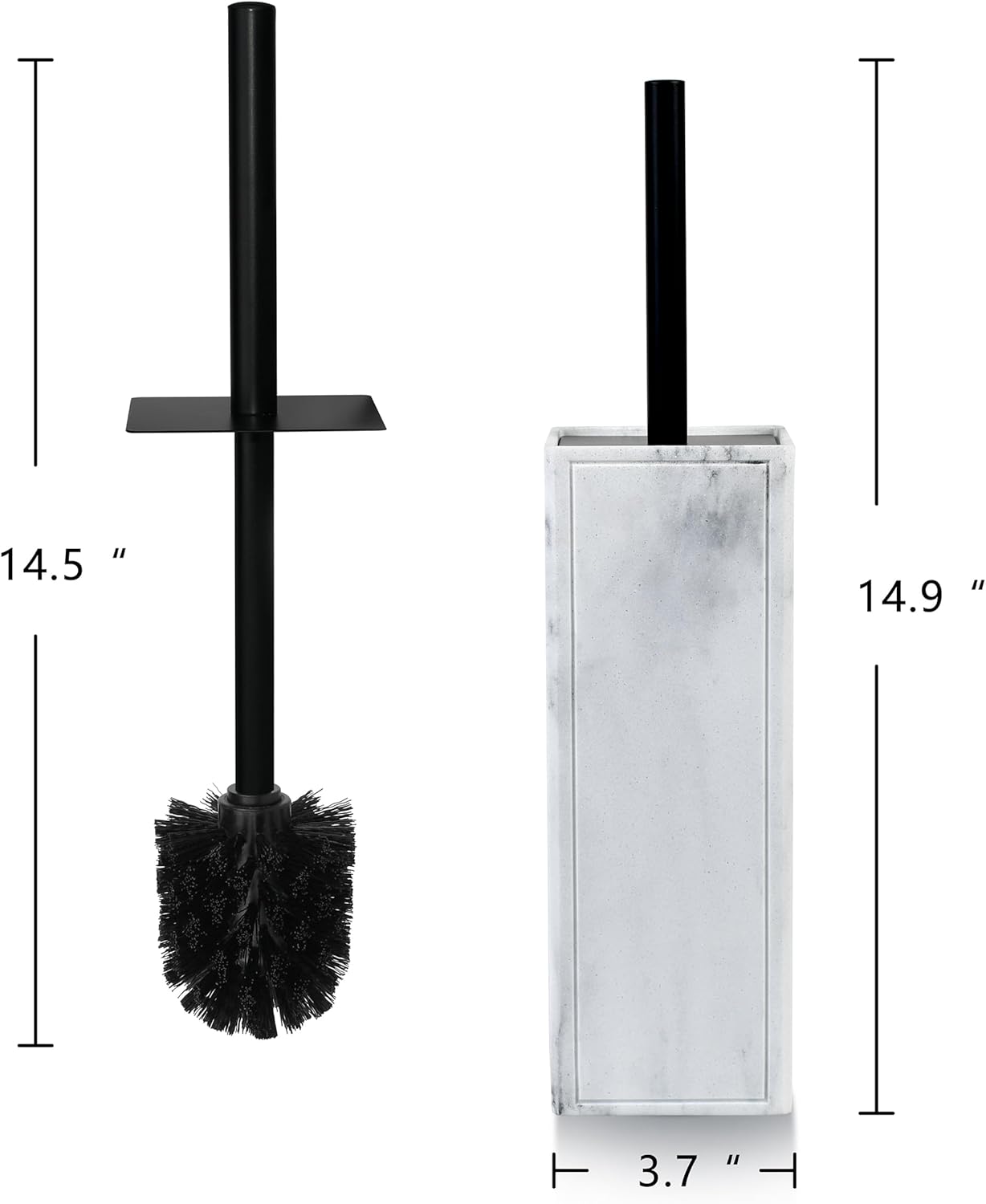 White Floral Branches Design Resin Toilet Bowl Brush and Holder Set, Elegant Bathroom Cleaning Tool with Durable Bristles, Compact and Functional