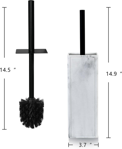 White Floral Branches Design Resin Toilet Bowl Brush and Holder Set, Elegant Bathroom Cleaning Tool with Durable Bristles, Compact and Functional