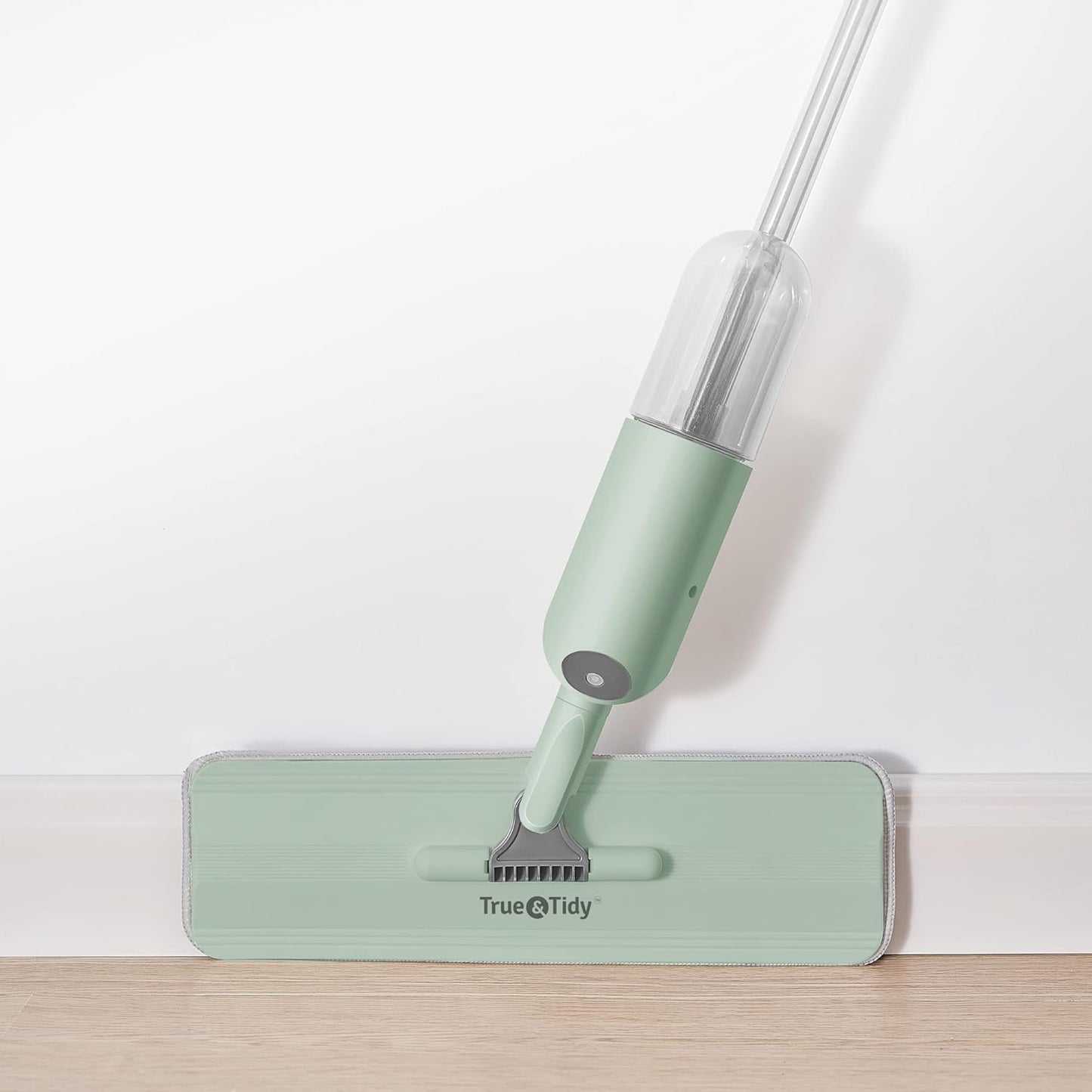 True & Tidy Spray Mop for Floor Cleaning Wet Spray Mop with 12 oz Refillable Bottle and 4 Washable Microfiber Pads Home or Commercial Use Dry Wet Flat Mop for Hardwood Laminate Wood Ceramic (Gray)