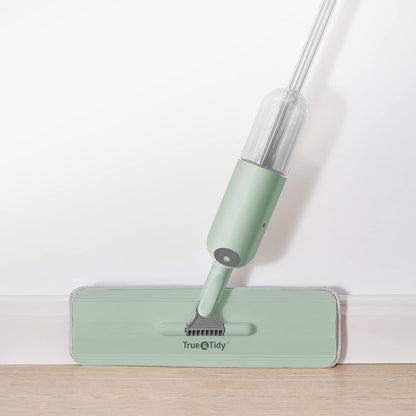 True & Tidy Spray Mop for Floor Cleaning Wet Spray Mop with 12 oz Refillable Bottle and 4 Washable Microfiber Pads Home or Commercial Use Dry Wet Flat Mop for Hardwood Laminate Wood Ceramic (Gray)