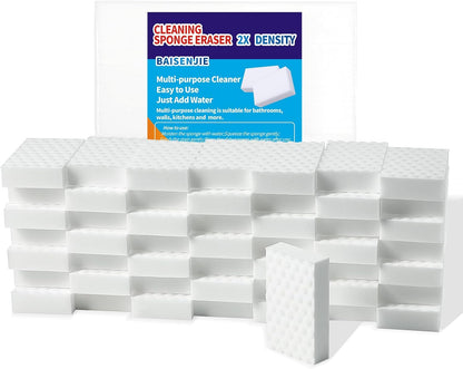 Magic Sponges Eraser,10 Pack Melamine Sponge in Bulk,2X Density,Long Lasting,Cleaning Sponge for Kitchen, Bathroom,Bathtub, Sink,Furniture, Wall Cleaner (White,3.93x2.36x0.79in)